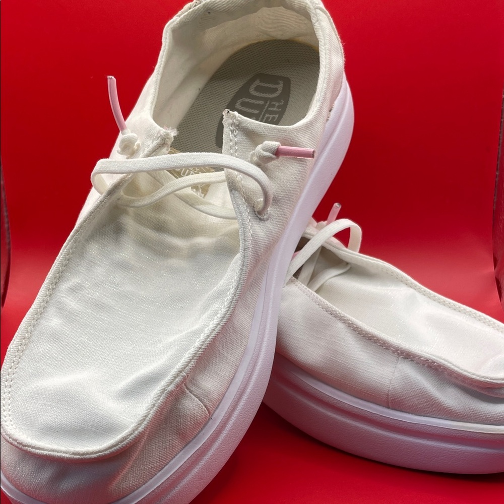 Hey Dude Wendy Rise Spark White Canvas Slip-Ons - US size W8